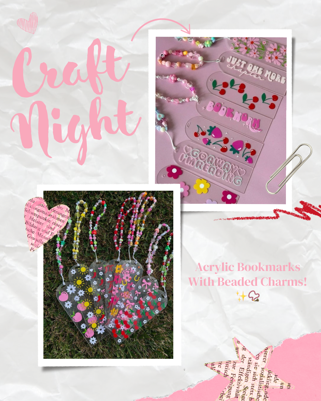 Acrylic Bookmark Craft Night - Tuesday, July 14th : 6:30PM-8:30PM