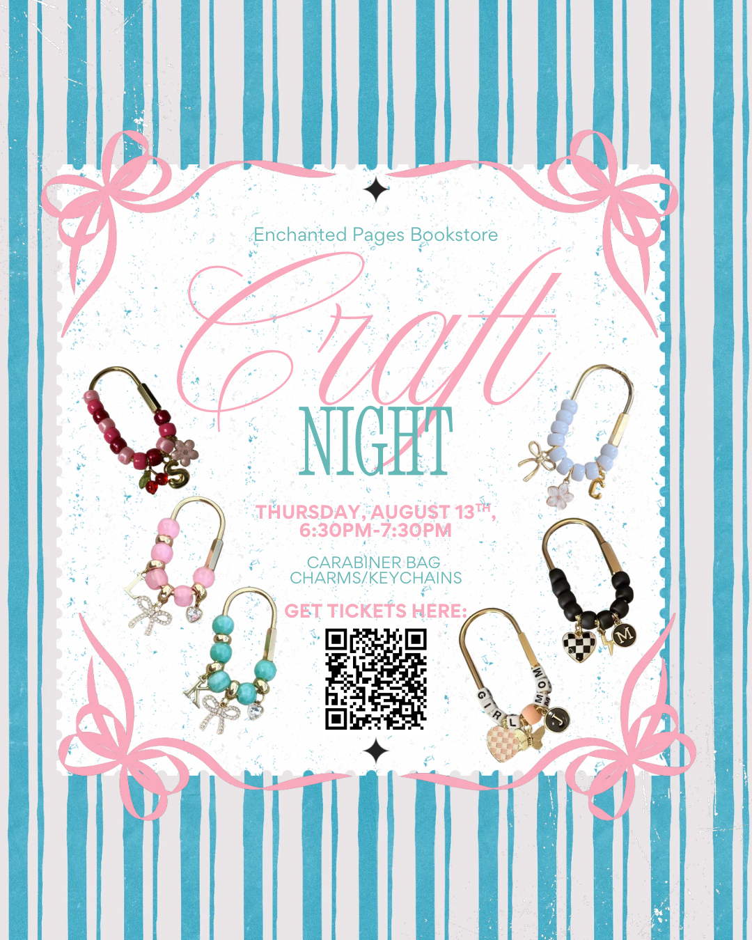 Carabiner Keychain/Bag Charm Craft Night - Thursday, August  13th(6:30PM-7:30PM)
